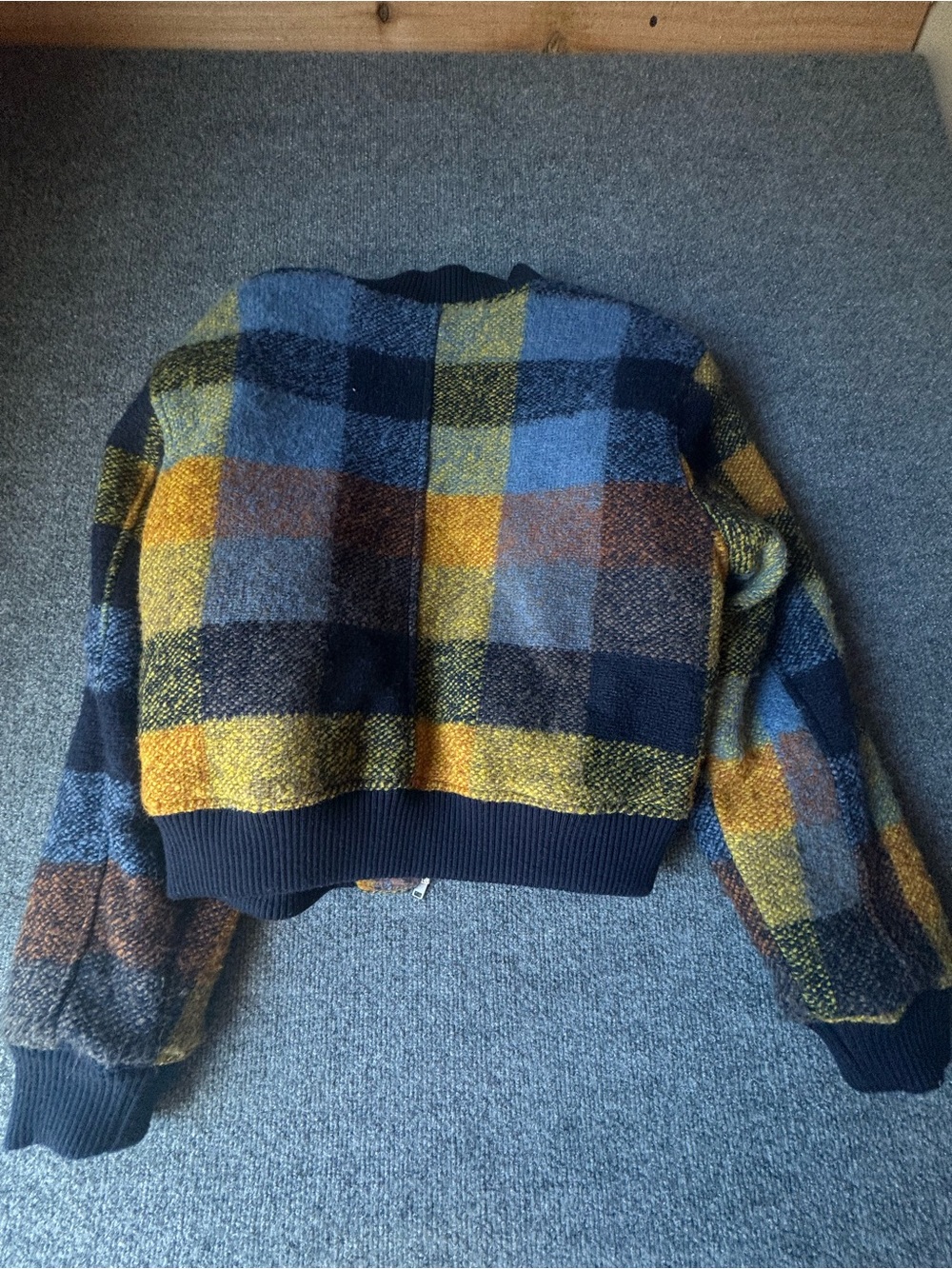 House of Harlow 1960 Plaid Bomber Jacket in Yellow, Blue & Black - Picture 2 of 7